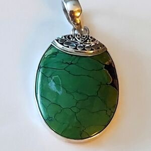 Sterling Silver Pendant With Green Stone